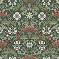 Galerie Wallcoverings Product Code S24124 - Sommarang 2 Wallpaper Collection - Green Colours - An array of flowers and leaves Design