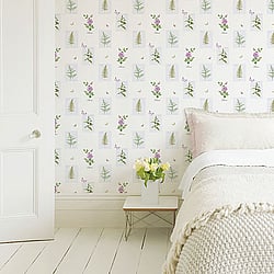 Galerie Wallcoverings Product Code S45207 - Country Cottage Wallpaper Collection - Lilac Green Colours - Rose Botanical Motif Design