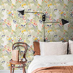 Galerie Wallcoverings Product Code S55011 - Sommarang Wallpaper Collection - Green Multi-coloured Colours - Wild Flowers Design