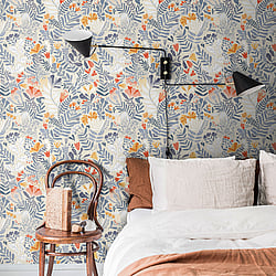 Galerie Wallcoverings Product Code S55013 - Sommarang Wallpaper Collection - Blue Multi-coloured Colours - Wild Flowers Design