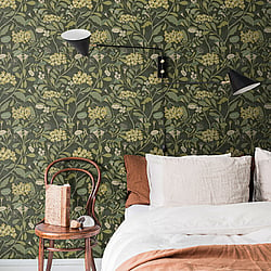 Galerie Wallcoverings Product Code S55022 - Sommarang Wallpaper Collection - Dark green Colours - Abstract Flora Design