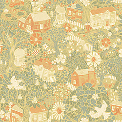 Galerie Wallcoverings Product Code S63002 - Sommarang 2 Wallpaper Collection - Yellow Colours - Fairytale woodland village Design