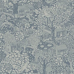 Galerie Wallcoverings Product Code S63005 - Sommarang 2 Wallpaper Collection - Blue Colours - Fairytale woodland village Design