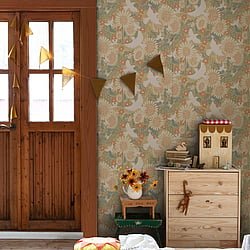 Galerie Wallcoverings Product Code S63008 - Sommarang 2 Wallpaper Collection - Yellow Colours - Songbirds flying over fields of sunflowers Design