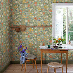Galerie Wallcoverings Product Code S63018 - Sommarang 2 Wallpaper Collection - Green Colours - Summertime illustrative floral Design