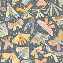 Galerie Wallcoverings Product Code S63022 - Sommarang 2 Wallpaper Collection - Dark blue, orange pink Colours - Enchanting butterflies and dragonflies Design