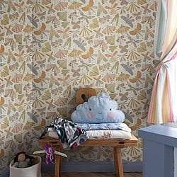 Galerie Wallcoverings Product Code S63024 - Sommarang 2 Wallpaper Collection - Green, orange, blue Colours - Enchanting butterflies and dragonflies Design