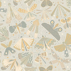 Galerie Wallcoverings Product Code S63025 - Sommarang 2 Wallpaper Collection - Light grey, yellow Colours - Enchanting butterflies and dragonflies Design