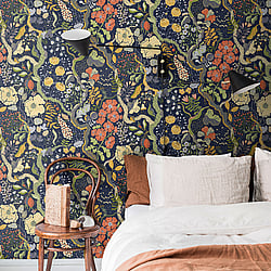 Galerie Wallcoverings Product Code S65101 - Sommarang Wallpaper Collection - Blue Multi-coloured Colours - Floral Vines Design