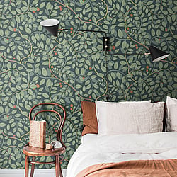 Galerie Wallcoverings Product Code S65105 - Sommarang Wallpaper Collection - Green Colours - Leafy Vines Design