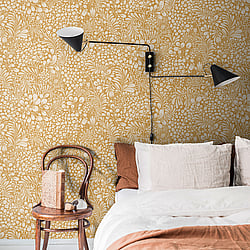 Galerie Wallcoverings Product Code S65127 - Sommarang Wallpaper Collection - Dark yellow Colours - Abstract Foliage Design