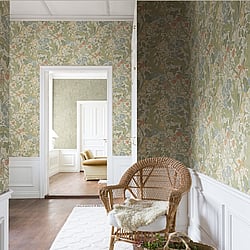 Galerie Wallcoverings Product Code S83101 - Sommarang Wallpaper Collection - Beige Colours - Swedish Flowers and Leaves Design