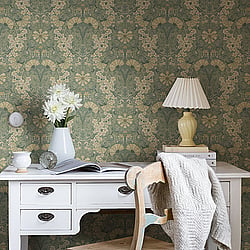 Galerie Wallcoverings Product Code S83113 - Sommarang Wallpaper Collection - Green Colours - Swedish Floral Design