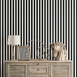Galerie Wallcoverings Product Code SB37913 - Simply Silks 4 Wallpaper Collection - Black, Silver Metallic Colours - Formal Stripe Design