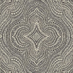 Galerie Wallcoverings Product Code SE20513 - Essentials Wallpaper Collection - Black Cream Gold Colours - Mehndi Damask Design