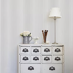 Galerie Wallcoverings Product Code SY33934 - Simply Stripes 2 Wallpaper Collection - Black Colours - Ticking Stripe Design