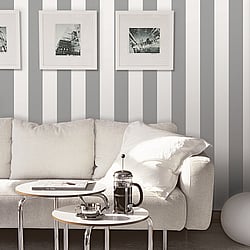 Galerie Wallcoverings Product Code SY33944 - Simply Stripes 2 Wallpaper Collection - Medium Grey Colours - Wide Stripe Design