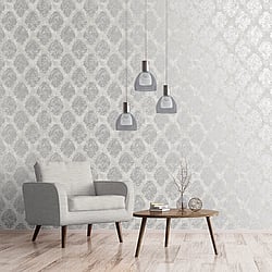Galerie Wallcoverings Product Code W78226 - Metallic Fx Wallpaper Collection - Silver Beige Colours - Metallic Damask Design