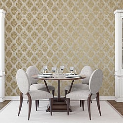 Galerie Wallcoverings Product Code W78228 - Lustre Wallpaper Collection - Gold Colours - Metallic Damask Design