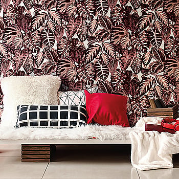 Galerie Wallcoverings Product Code 81265 - Feel Wallpaper Collection - Red Burgundy Ecru Cream Peach Colours -  