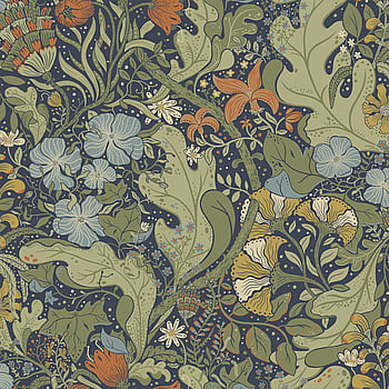 Galerie Wallcoverings Product Code 83102 - Hjarterum Wallpaper Collection - Blue Green Orange Colours -  